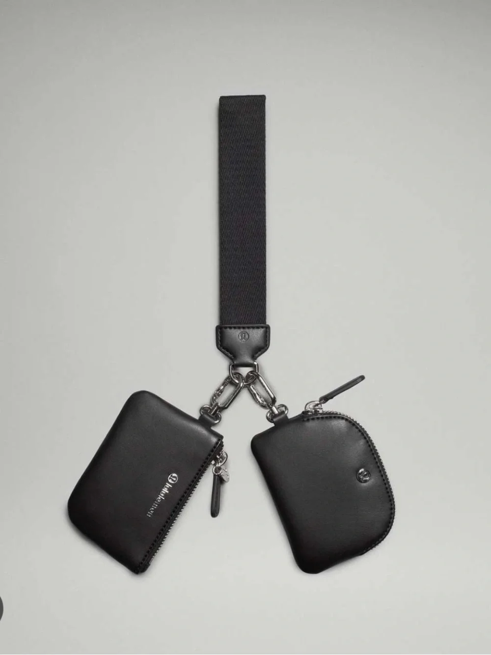 lululemon athletica Black Dual-Zip Wristlet Key & Card Holder Set. Brand New!